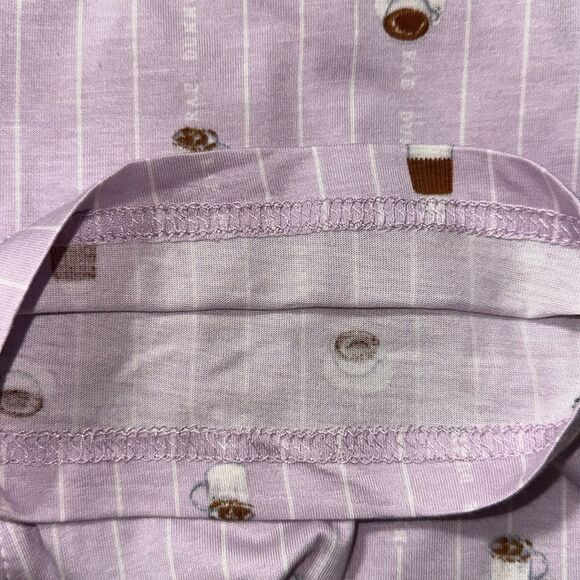 RAEβDUNN. M Lavender White CAFFEINE CLUB. V-Neck Short Sleeve Tee Pants PJ Set - Picture 11 of 13